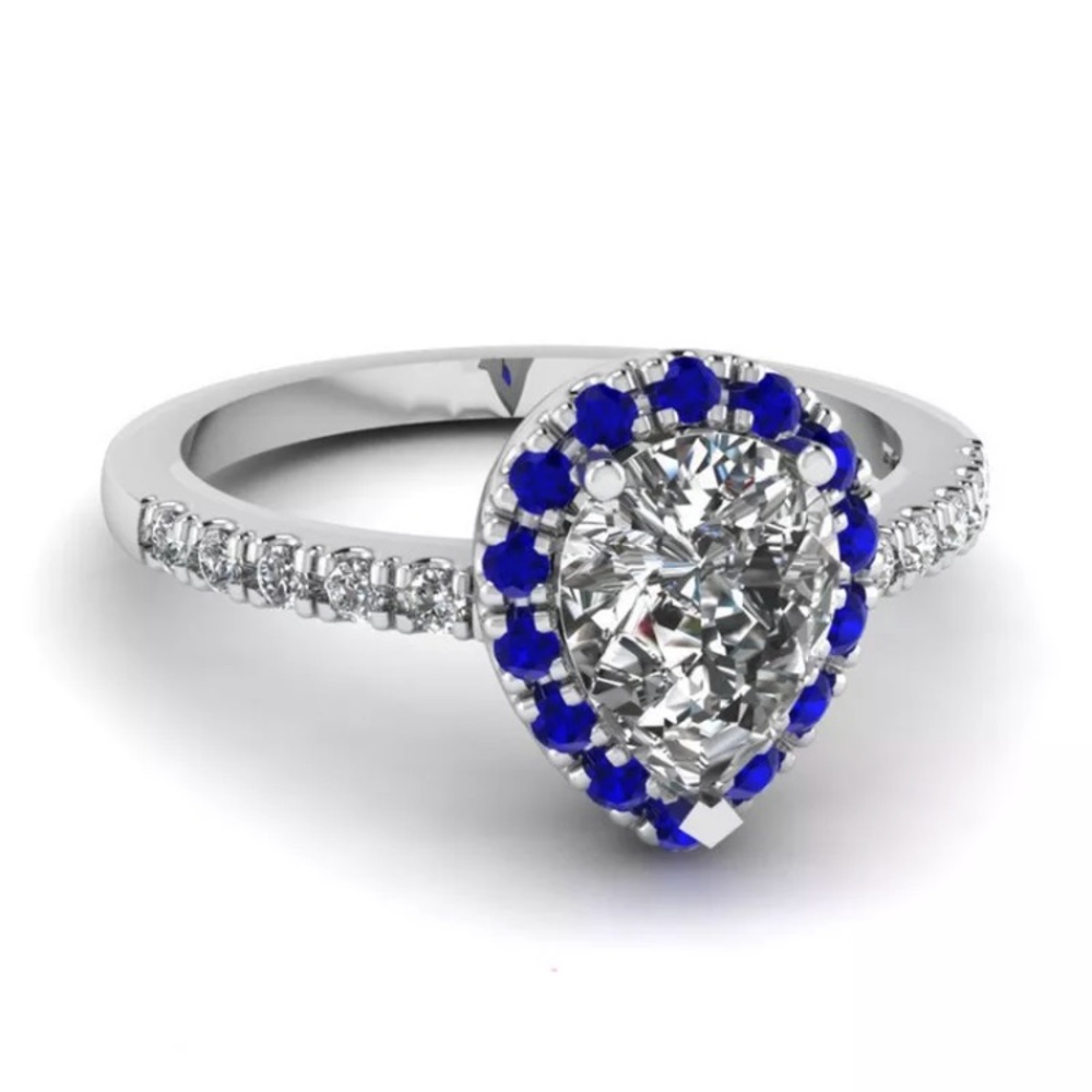 White Sapphire Tear Drop Ring